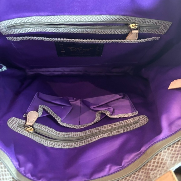 SHARIF NEW YORK TOTE Handbag Purse Leather Rhinestone Owl Design Textured - Picture 11 of 12